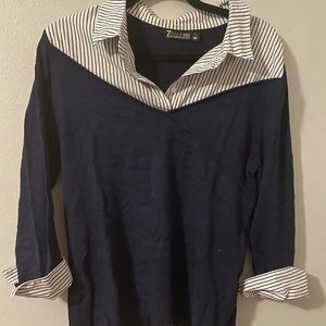 Navy blue shirt combination sweater